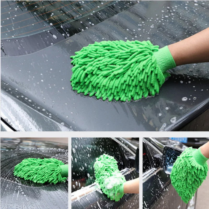 

Hohe Dichte Polyp Carwash Handschuhe Auto Reinigung Trocknen Handschuhe Faser Chenille Mikrofaser Fenster Waschen Tool Home Rein