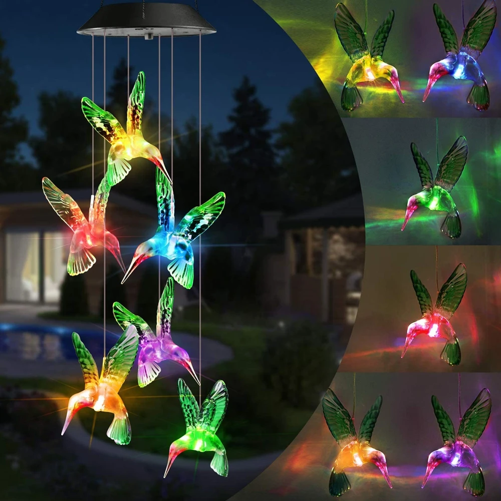 

Solar Wind Chimes Outdoor Colors Changing 8 Styles LED Solar Powered Waterproof Animal Lights Patio Yard Garden Lawn Home Decor