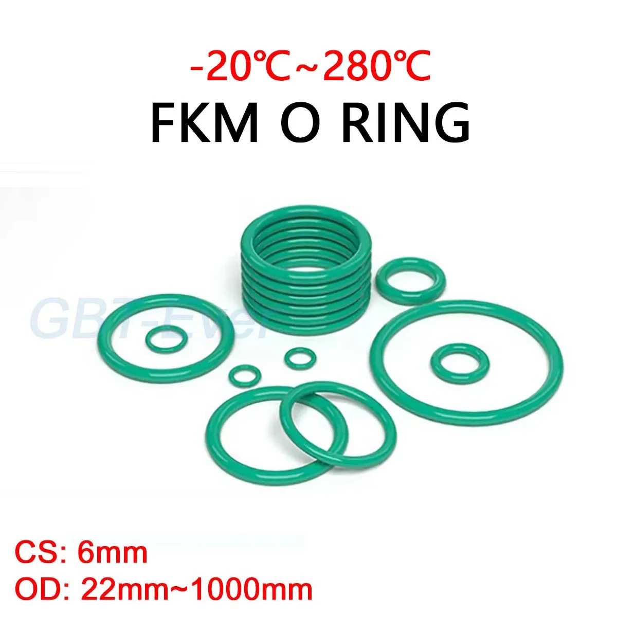 

FKM Зеленое уплотнительное кольцо из фторкаучука CS 6 мм Уплотнительные кольца Уплотнительная прокладка Шайба OD 22 мм ~ 1000 мм Маслостойкая, устойчивая к кислотам и щелочам