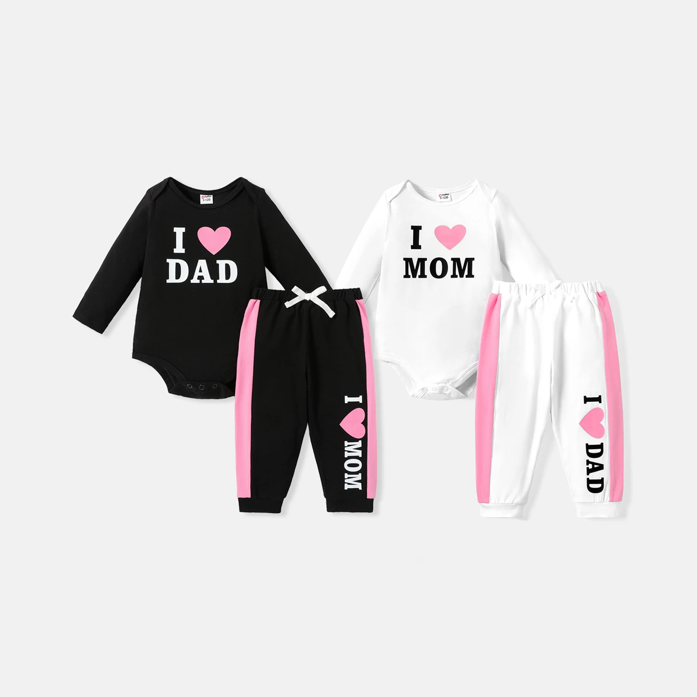 

PatPat 2pcs Baby Girl Cotton Long-sleeve Heart & Letter Print Romper and Sweatpants Set