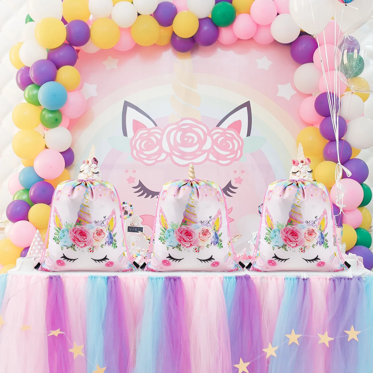 Сумка для хранения на шнурке с карманом рюкзак единорогом взрослых и детей