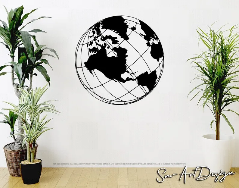 

Planet Earth wall vinyl decal - Earth decal - World Map decal - Space sticker
