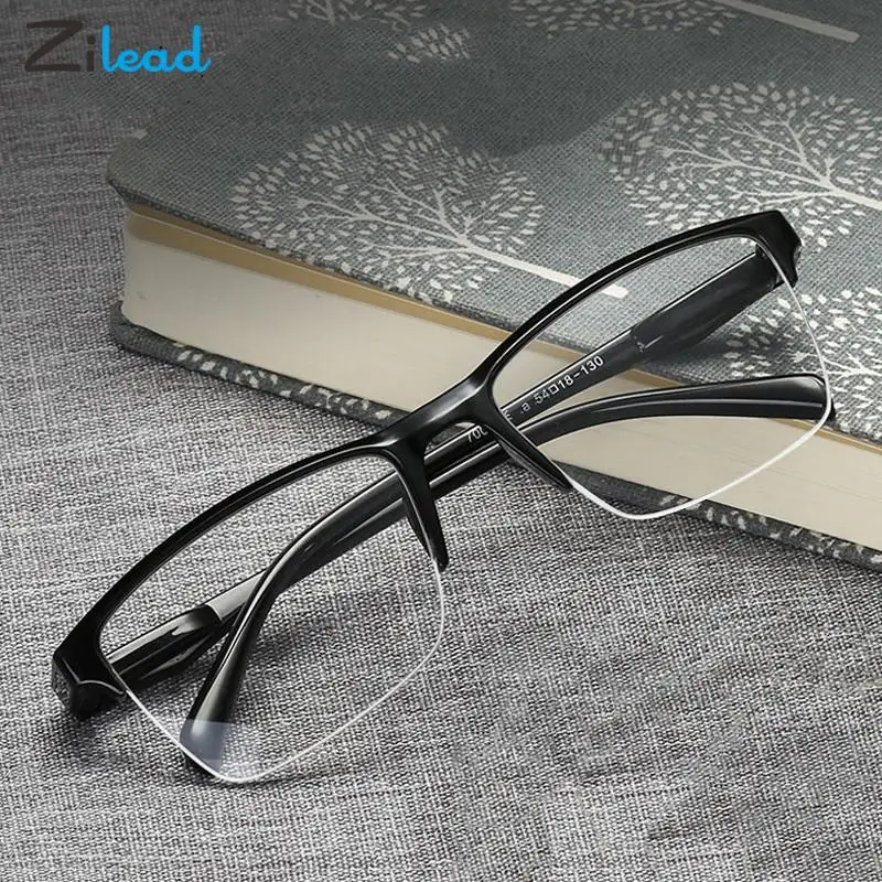 

Zilead Half Frame Reading Glasses Women Men Presbyopic Eyewear Ultralight Black Frame Reading Glasses Unisex Diopters+75 to+400