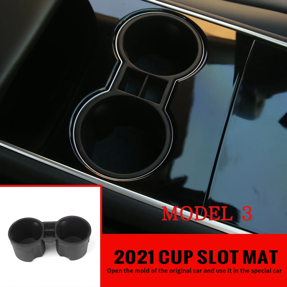 

Car Center Console Water Cup Holder Skid Proof Water Proof Portable Car TPE Cup Slot Mat Accessories For Tesla Model 3 2017-2020