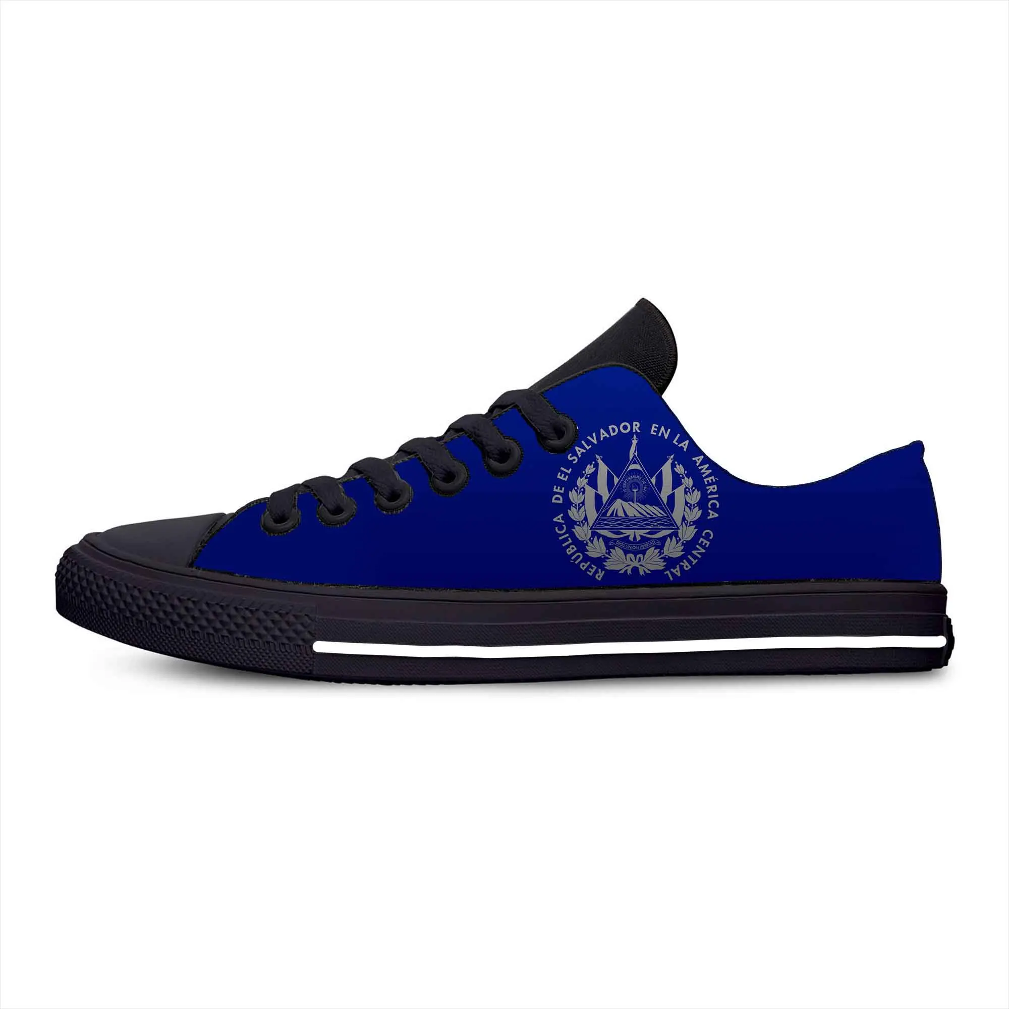 

El Salvador Salvadoran Flag Patriotic Pride Funny Casual Cloth Shoes Low Top Lightweight Breathable 3D Print Men Women Sneakers