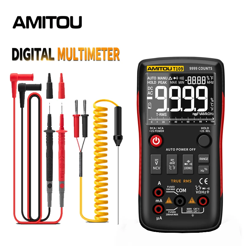 

AMITOU 9999 Counts Tester Digital Multimeter Profesional Voltmeter Ammeter Multi Tester Automatic DC Current Electrician Tools