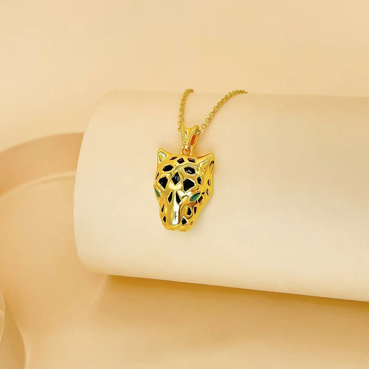 SMILE настоящее 18-каратное золото с подвеской в виде головы леопарда ожерелье AU750