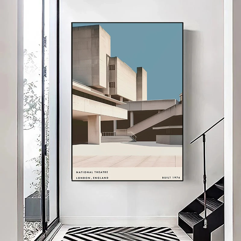 Современный минималистичный постер середины века архитектура Баухауза холст