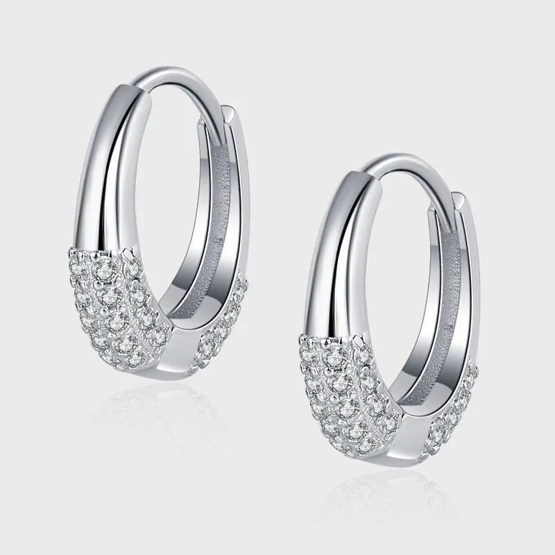 

XSL JIAMEI s925 Sterling Silver French Oval Minimalist Design Sense Diamond-Encrusting Zircon Earrings Women's Fine Jewelry Gift