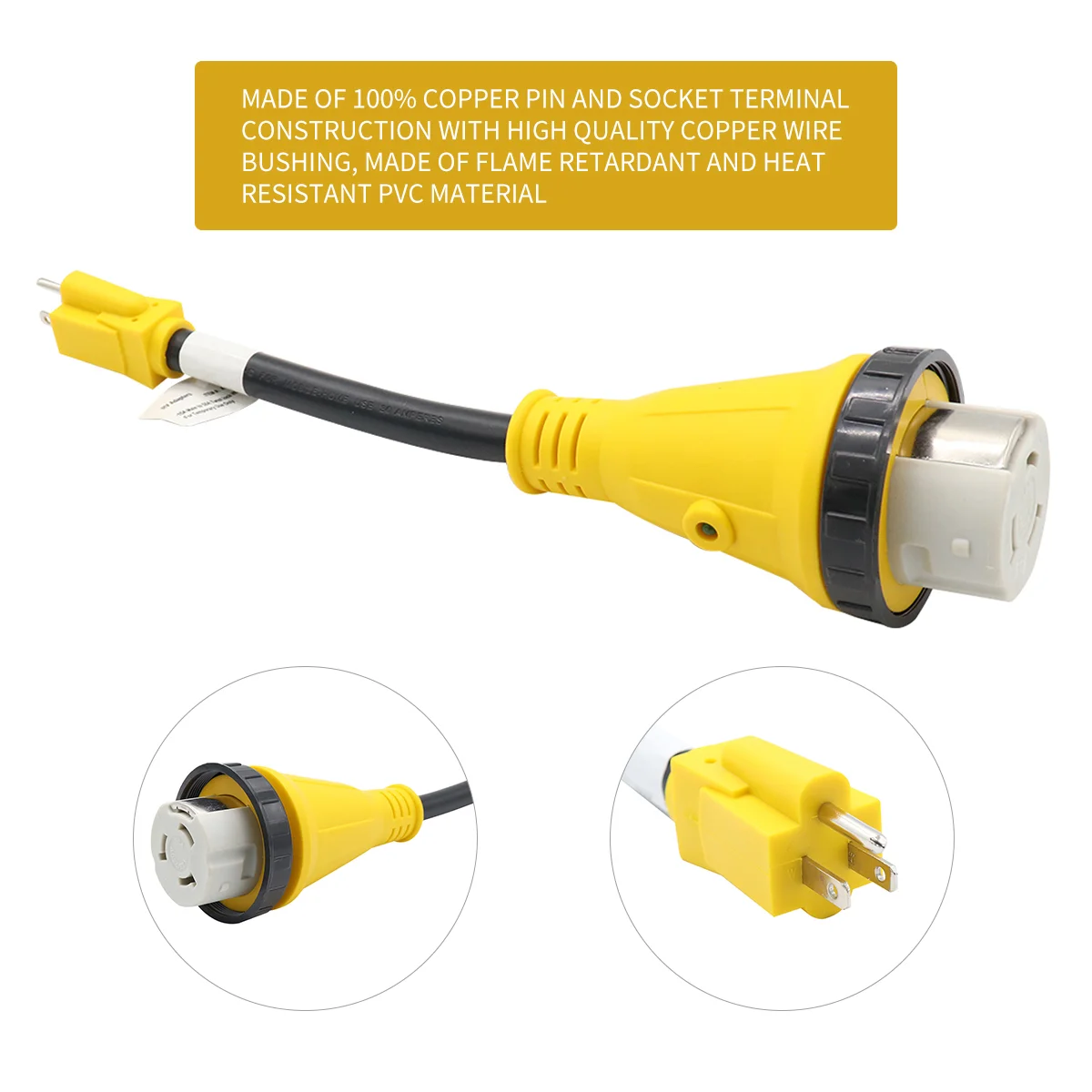 

125V 15A to 50A Adapter Cable Conversion Cable with Locking Indicator for American RV with