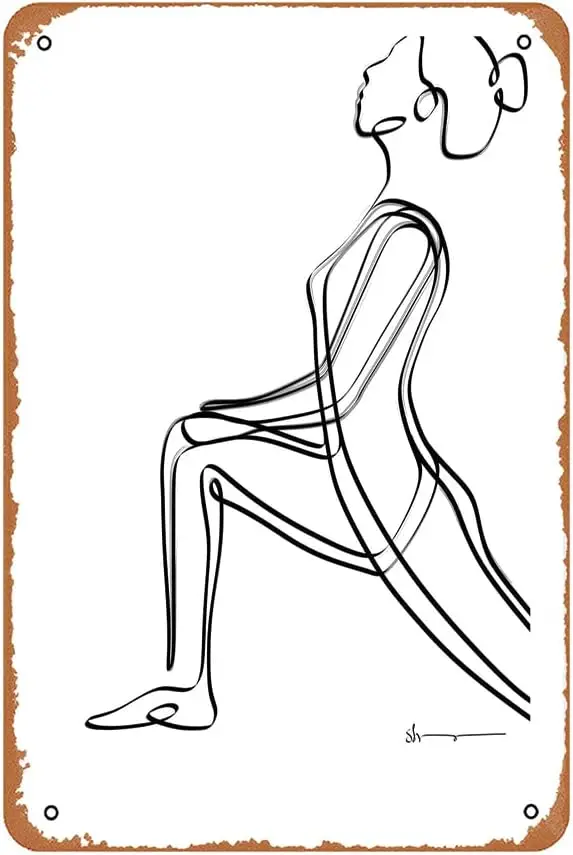 Low Lunge Pose bstrct Metl Sgns Decorcn Vntge Tn 128 nch ron Pntng Wll Decor Resturnt Br Cfe Club Ktchen Pntn
