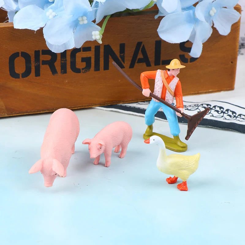 DIY животные милая ферма рабочий свинья лошадь корова статуэтка коза домашний
