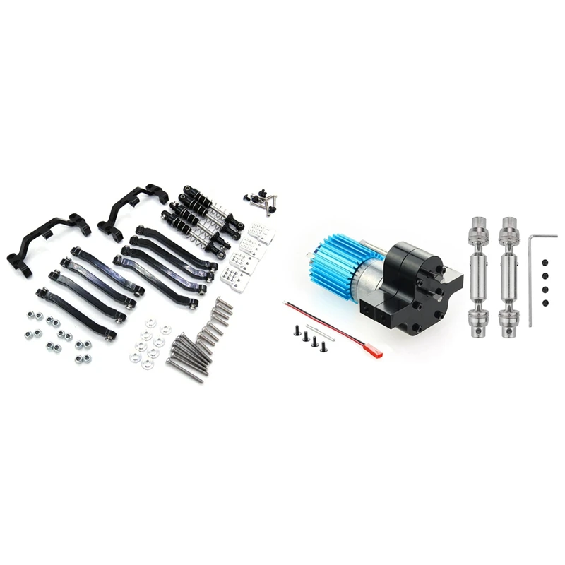 

2 Set RC Car Part: 1 Set Suspension Link Mount Shock Absorber & 1 Set Transmission Gearbox 370 Motor With Drive Shaft