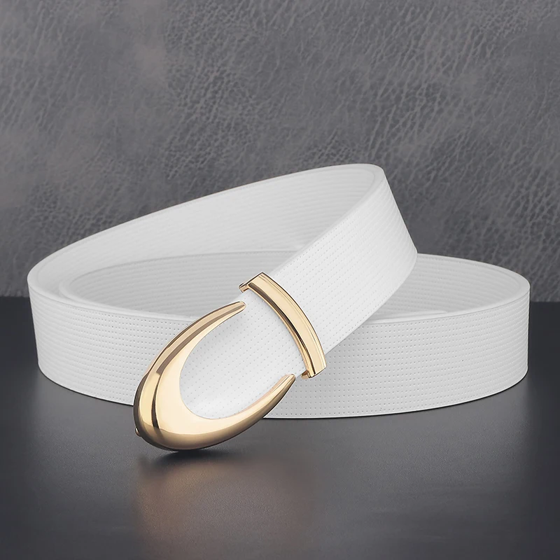 High Quality Letter Belt Men's 3.3cm Wide Personality Designer White Belt Men's Luxury Brand Ceinture Men