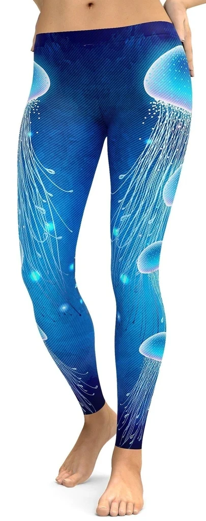 

Women Workout Yoga Jellyfish Diving Leggings 3D Printed Cosplay Costume Fitness Bodybuilding Pencil Pants Female Fashion Hip Hop