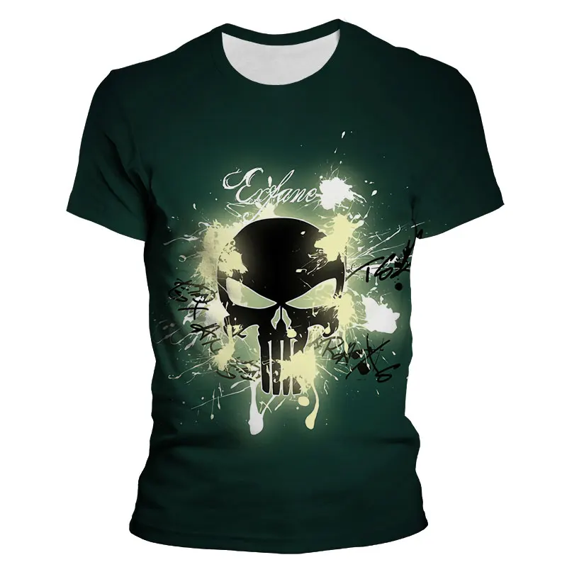 

Summer T-Shirt Skull 3D Print Women's T-Shirt Short Sleeve Harajuku Men's Kids T-Shirt