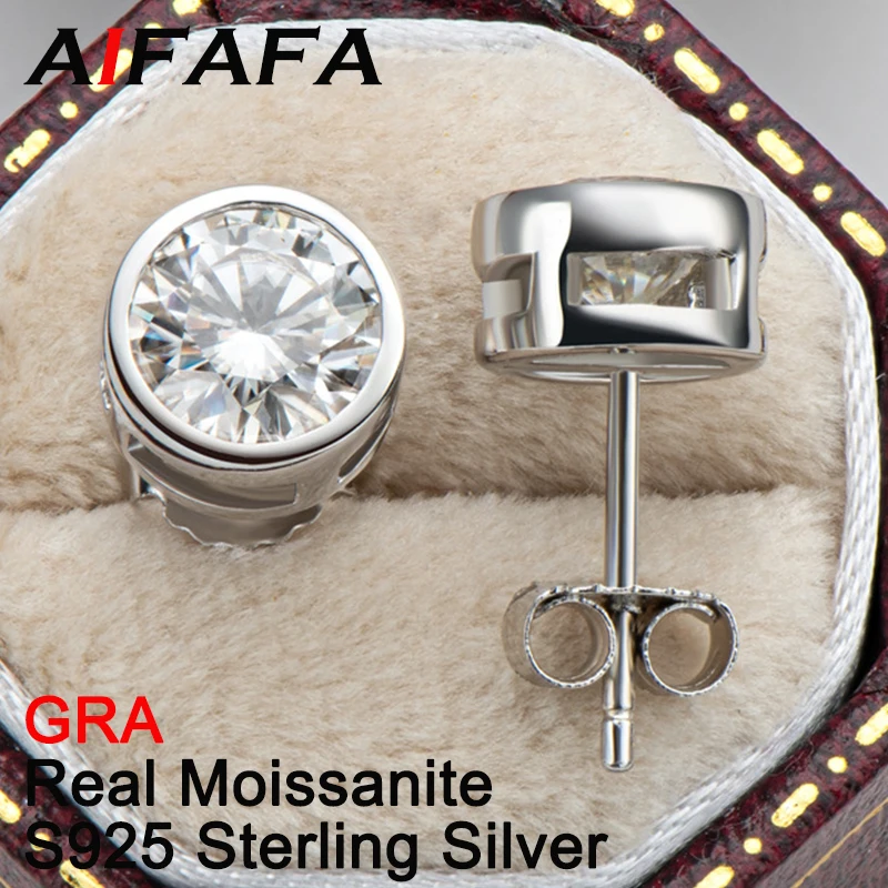 

AIFAFA Real 0.5/1 Carat D Color Moissanite Stud Earrings For Women 18K Gold 100% S925 Sterling Silver Ear Studs Fine Jewelry GRA