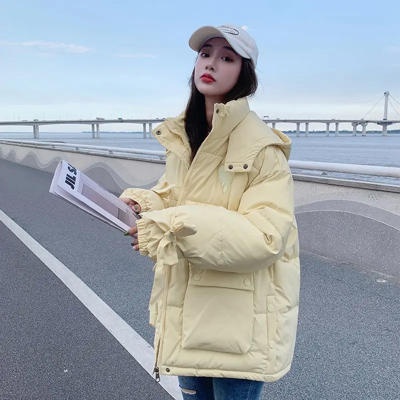 Women Parka Turtleneck Winter Long Sleeve Hooded Down Cotton Cotton Jacket Warm Puff Coat Quilted Korean Fashion Coats