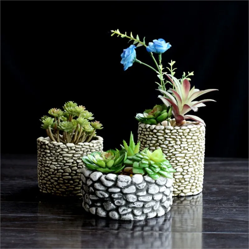 Silicone MOLLD Cement Stone Multi-meat Flower Pots Desktop Pots 3D Vase Mold Concrete Molds Cement Planter Home Crafts Decorate