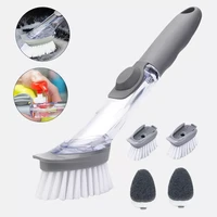 15pcs double use kitchen cleaning brush scrubber dish bowl washing sponge automatic liquid dispenser pot cleaner tool gadgets