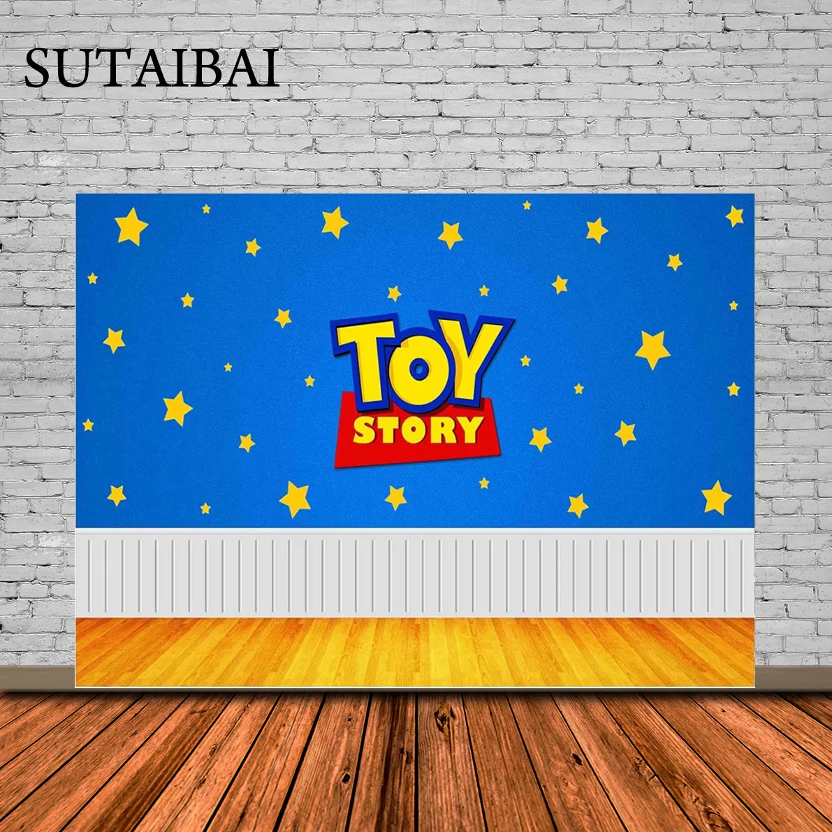 

Cartoon Toy Story Themed Backdrop Blue Sky Little Star Happy Birthday Party Decorations Supplies Baby Shower Photography Studio