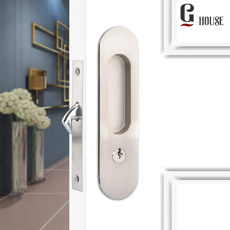 

Invisible Recessed Handle Latch with 3 Keys Sliding Door Mortise Lock Set Interior Wood Pocket Door Lock Furniture Hardware