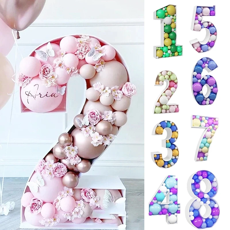 

73cm Blank Giant 0-9 Number Balloon Filling Box Mosaic Frame Balloon Stand Jungle Dinosaur Birthday Party Decoration Accessories