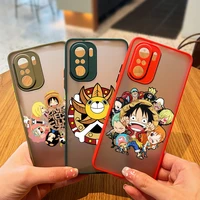 cartoon one piece for xiaomi redmi 10 9 9a 9c 9at 8 8a 7 7a 6 6a 5 plus 4x 2022 frosted translucent hard phone case coque capa
