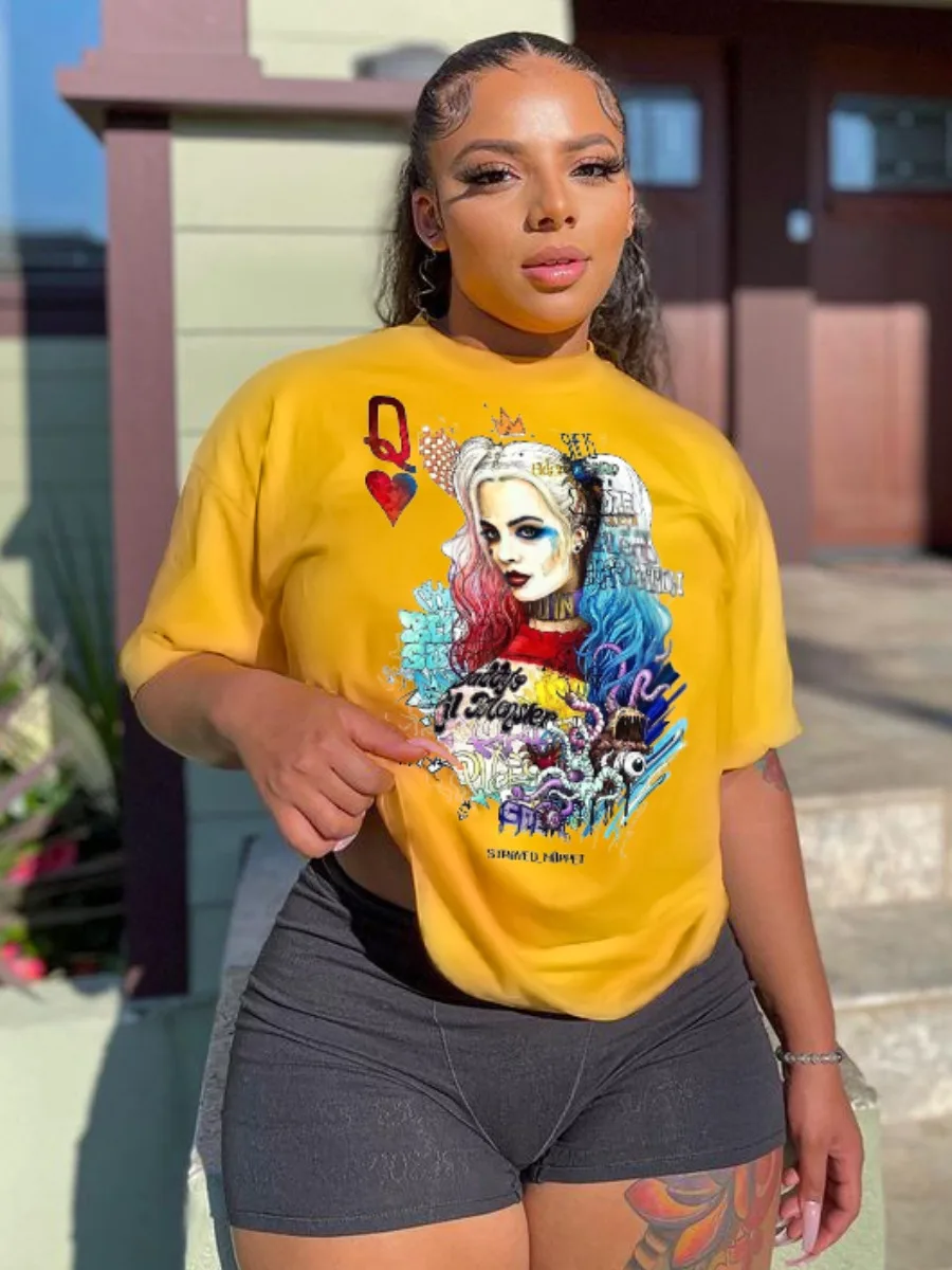 LW Plus Size Figure Letter Print T-shirt Summer Woman Round Neck Short Sleeve Organic T-Shirts Female Casual Tshirt Top Fashion