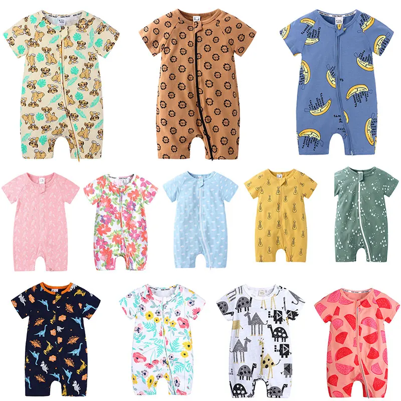 

New Baby Romper Cute Onesie 0-24M Pajama Cotton Baby Boy Girl Clothes Newborn Zipper Footies Jumpsuit Short-Sleeve Baby Clothing