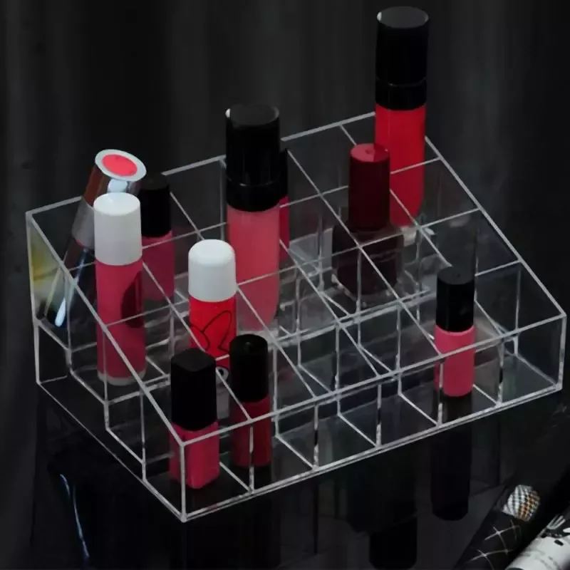 

Grid Acrylic transparent Makeup Organizer Storage Box Drill polish lipstick Nail organizer Cosmetic Jewelry Box Holder