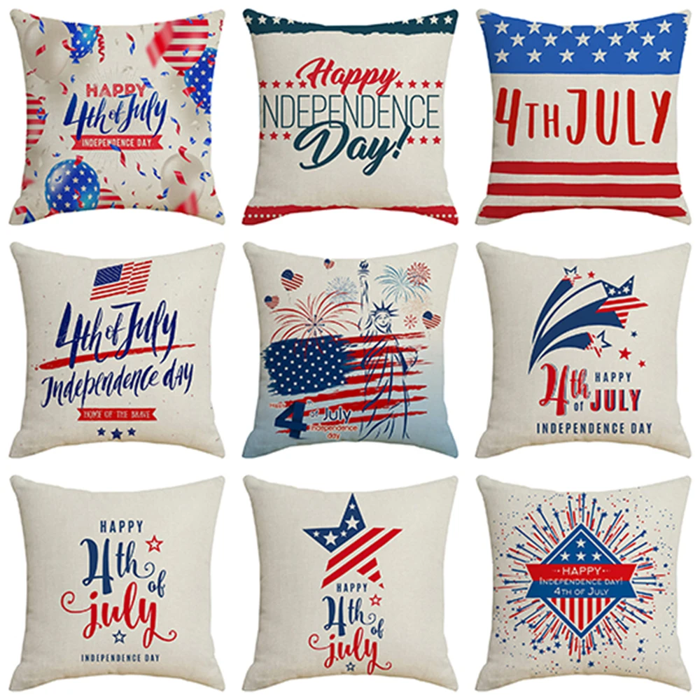 

American Flag Cushion Cover USA 4th of July Independence Day Home Decorative Pillow Case Office Sofa Throw Pillows Cover 45x45cm