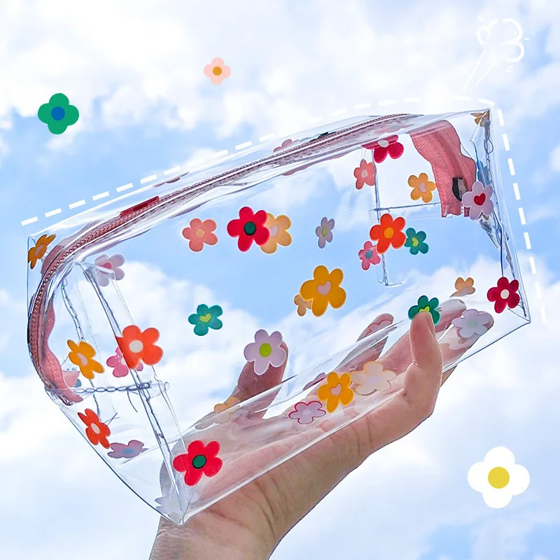 

FUDEAM Flower Women Travel Storage Bag Toiletry Organize Waterproof Cosmetic Bag Portable Transparent MakeUp Bag Female Wash Bag