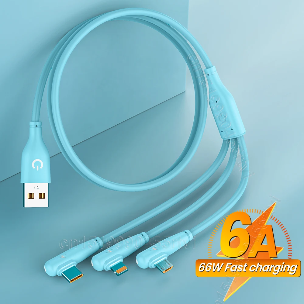 

Кабель для быстрой зарядки, 3 в 1, 6 А, 66 Вт