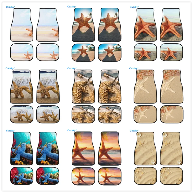 

Ocean Starfish Print Car Floor Mat Carpet Anti-Slip Rubber Mat Pack of 4 Auto Accessiores for Car SUV Van