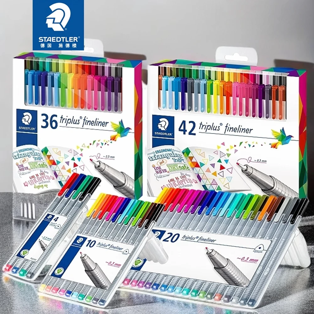 Фото STAEDTLER цветной крючок, игольная трубка, волокнистая кисть 334 SB, цветной тонкий шрифт 0,3 мм для художественной живописи, маркировки, школьных и офисных принадлежностей №1
