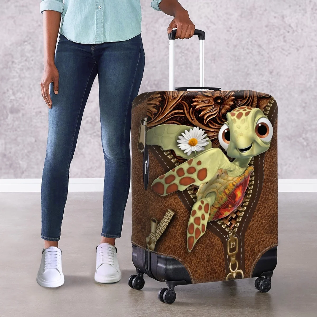 

Twoheartsgirl Kawaii Sea Turtle Trolley Protective Covers Durable Luggage Covers For 18-32 Inch Stretch Dust Suitcase Covers