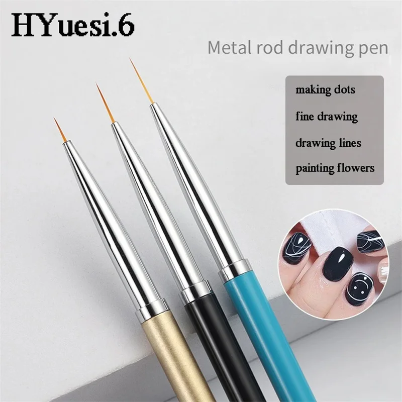 

Professional Nail Art Liner Brush Pink Metal Handle Drawing Lines Stripe Detail Painting Pen Gel Extension Supply Manicure Tools
