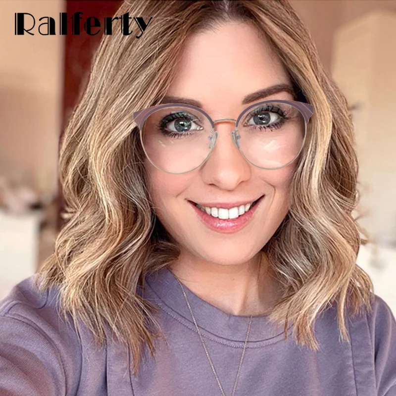 

Ralferty 2021 Round Eyeglass Frames Women lunette Metal Frame Prescription Myopia Blue Light Blocking Glasses oculos de grau