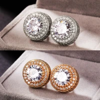 european and american high quality earrings all match round copper inlaid zircon earrings womens fashion accessories wholesale