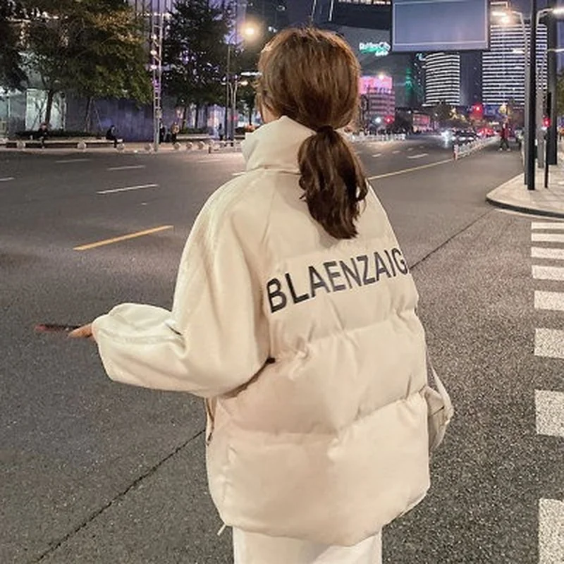 Women Korean Style Winter Stand Collar Cotton-padded Jackets Short Students All-match Bread Clothes Coats Loose Casual Overcoat