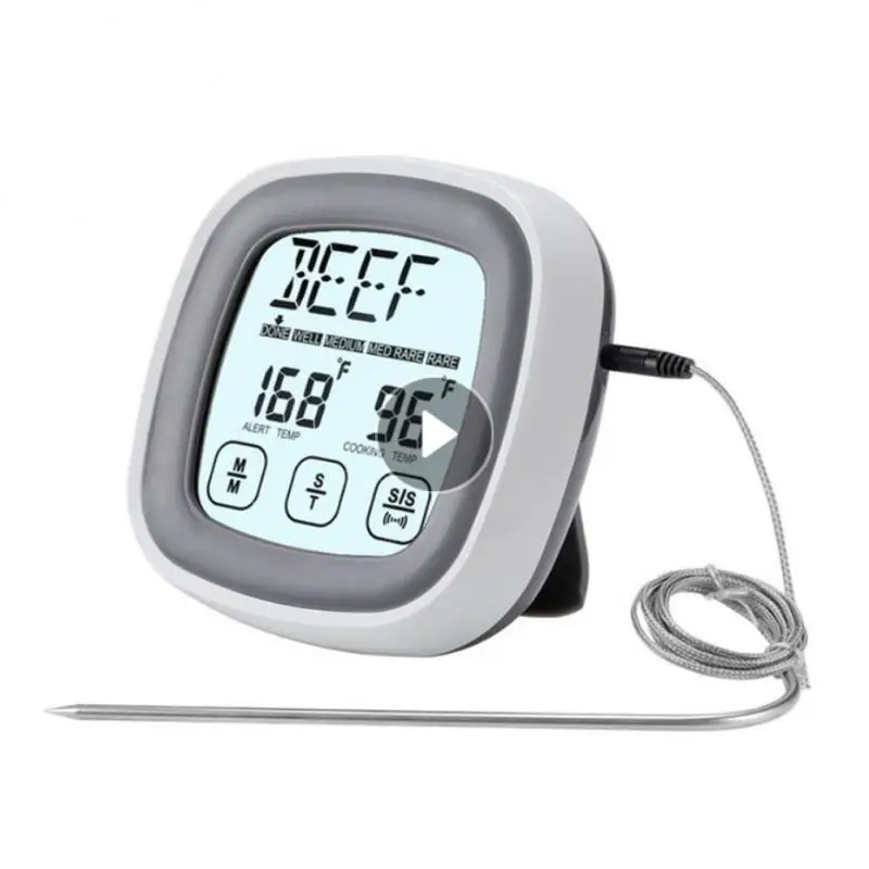 

Термометр цифровой для мяса, кухонный прибор для измерения температуры для барбекю, со щупом и таймером, с подсветкой, для духовки
