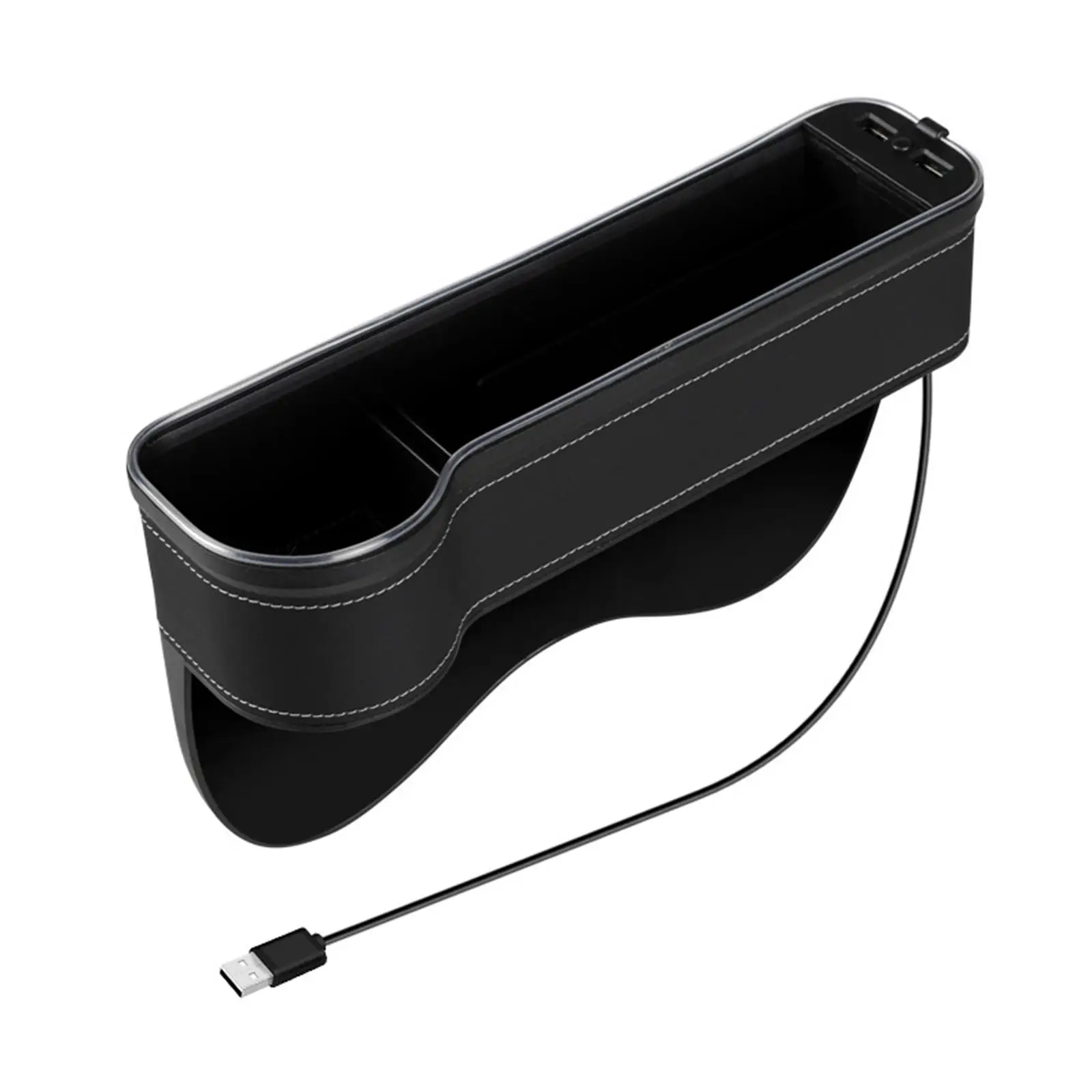

Car Crevice Storage Box With Dual USB Charging LED Ambient Light Multifunctional Gap Organizer Seat