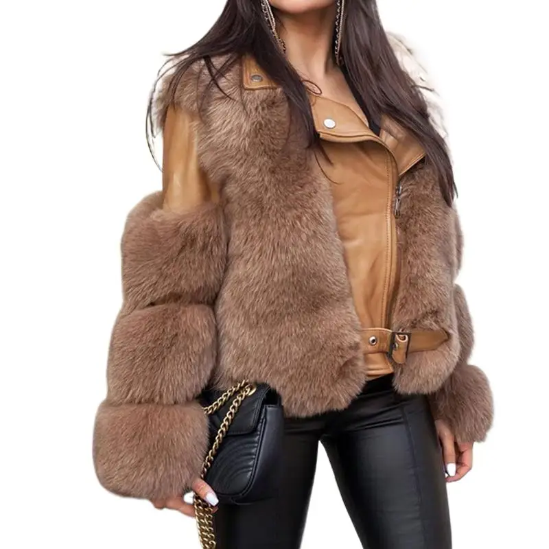 Natural Fox Fur Female Winter Coat Women Real Fur Jacket With Real Leather New Arrives Sheep Leather Fox Fur Jacket For Women enlarge