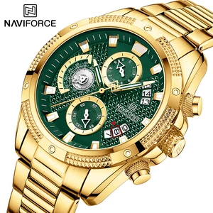 NAVIFORCE 2022 New Watch For Men Luxury Gold Fashion Quartz Clock Analog Chronograph Sport Waterproo