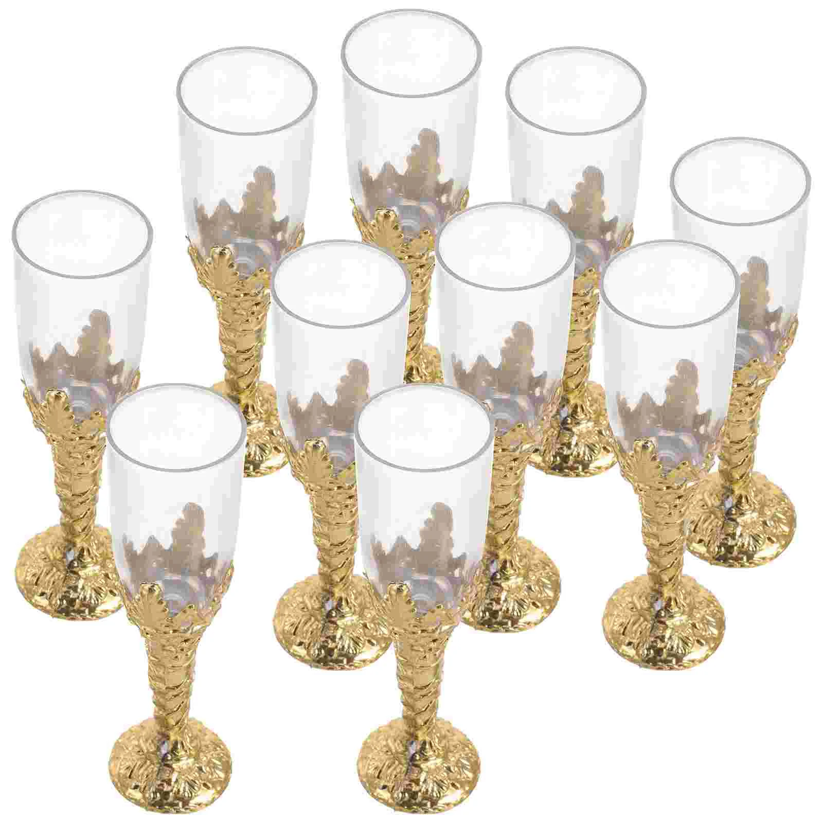 

12 Pcs Delicate Goblet Plastic Disposable Glasses Dinner Metal Cup Festival Supplies