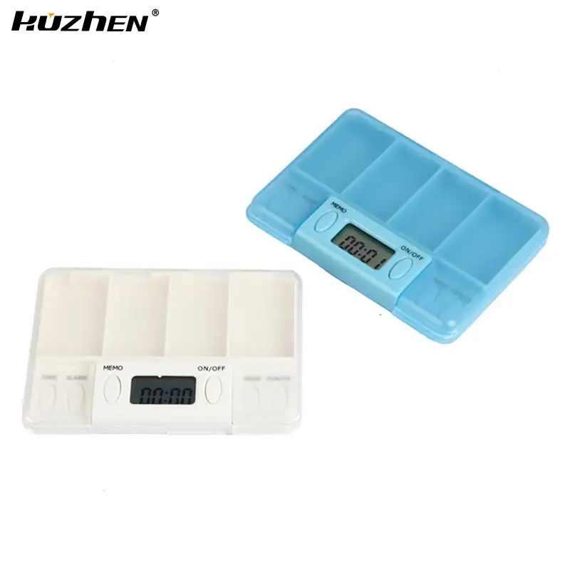 

4 Grids Pill Box Storage Box Electronic Timing Reminder Medicine Boxes Alarm Timer Pills Organizer Pill Drug Container