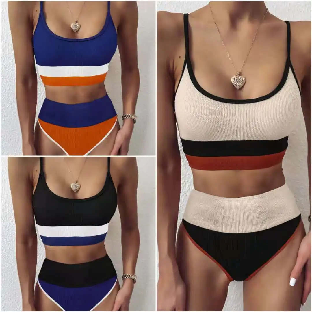 

Swimsuit Female Patchwork Swimwear For Women Bathing Suit High Waist Bikini Set Sport Wear Swimming Suit Sexy Bikini