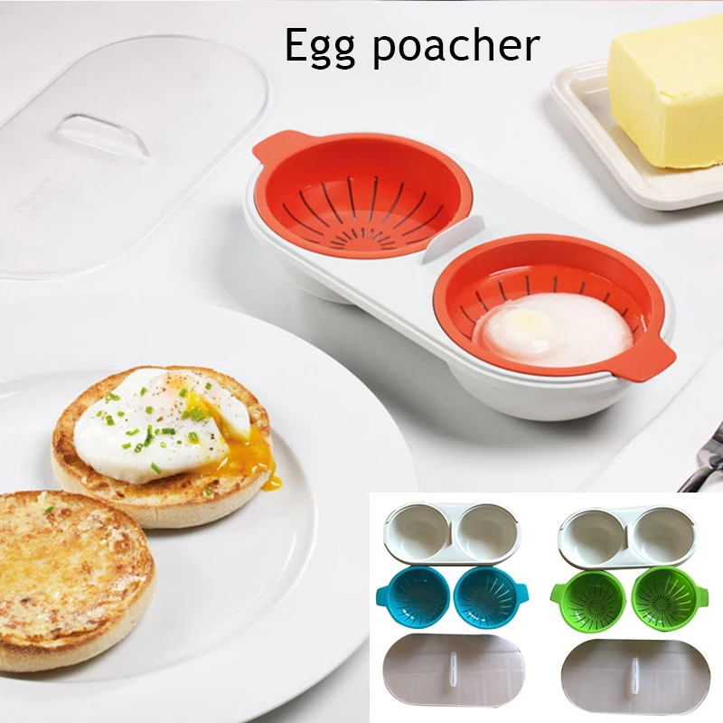 

Mini Double Egg Cooker Creative Tableware Microwave Oven Egg White Yolk Seperator Steamer Steam Bowl with Lid Kitchen Supplies