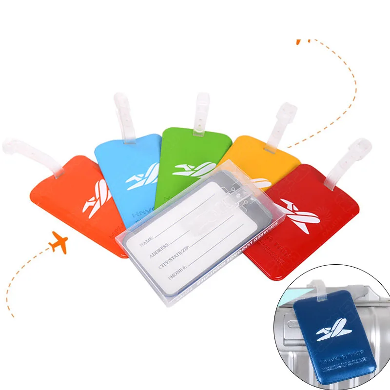 Etiquetas de plástico para equipaje para hombre y mujer, etiquetas de PVC para NOMBRE DE maleta, soporte de etiqueta de dirección, accesorios de viaje
